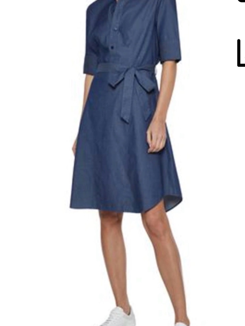 IRIS & INK Midi Shirt Dress in Navy